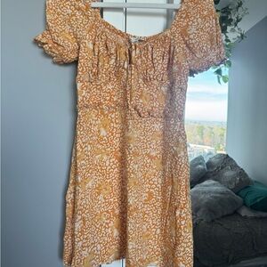 Floral/Animal Print Babydoll/Milkmaid ASOS Dress in Orange